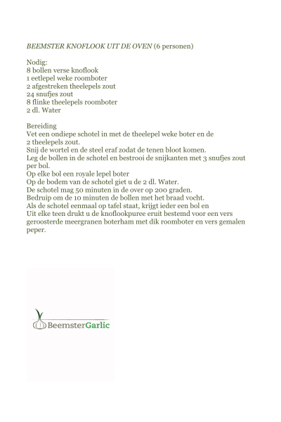 Beemster knoflook uit de oven