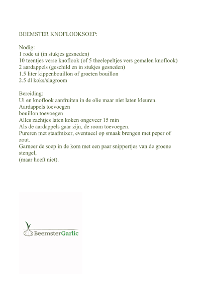 Beemster knoflooksoep