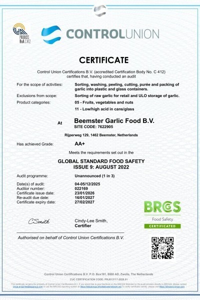 BRC certificaat geldig tot februari 2027