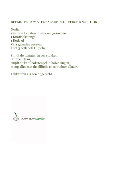 Beemster tomatensalade met verse knoflook